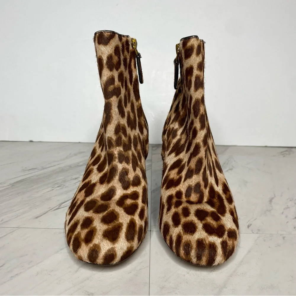 Tory Burch Brooke Leopard Heeled Bootie 5 1/2 M